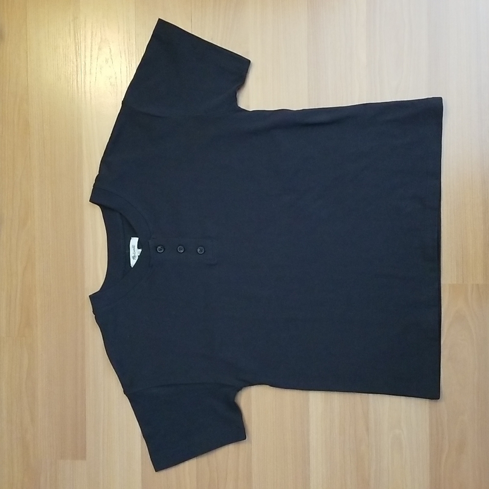 Madewell Boxy Short Sleeve Henley Size XS Navy Blue